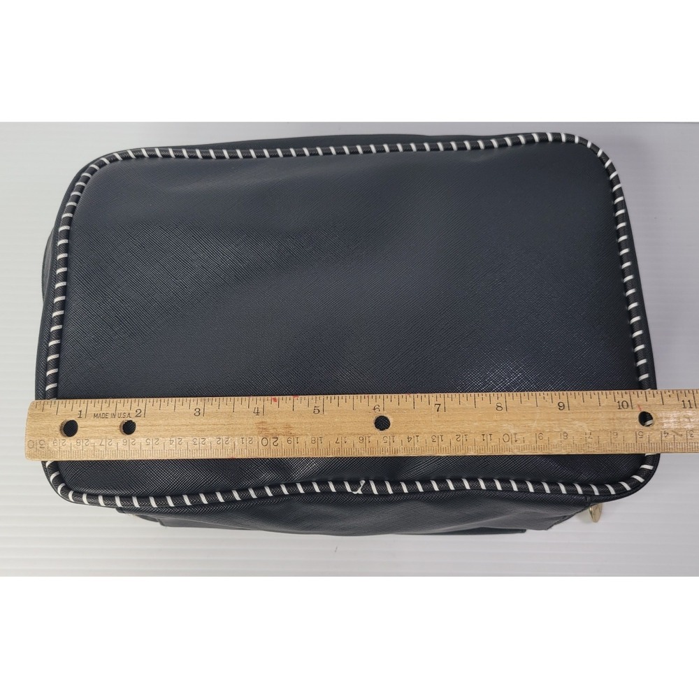 Dabney Lee Large Makeup Bag Zipper Black & White Zebra 2 Section Multi Pockets - Picture 7 of 10